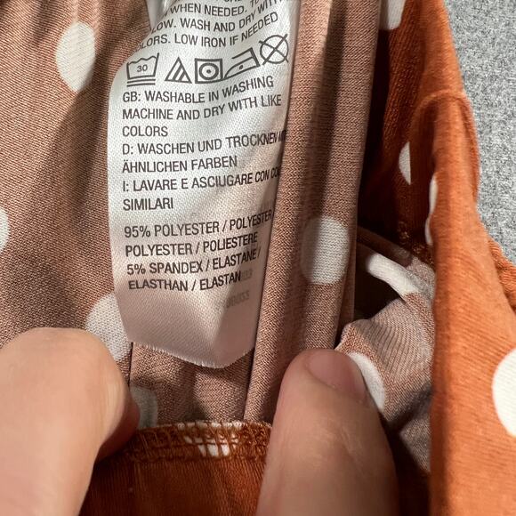 Girl With Curves Regular Wide Leg Printed Knit Pants Rust Dot, X-Large - Picture 9 of 9